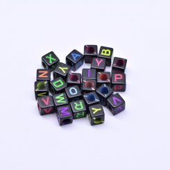 アクリルビーズ 正方形 アルファベットビーズ カラーミックス6×6mm【約3600-3700ヶ】