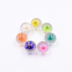 樹脂貼付けパーツ 円形 ドライフラワー封入 17x17mm【50ヶ(約160g)】