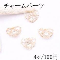 チャームパーツ ハート クリアストーン入り 19×22mm ゴールド【4ヶ】