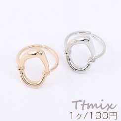高品質デザインリング 指輪 空枠リング 不規則型 18.5×13×21mm【1ヶ】