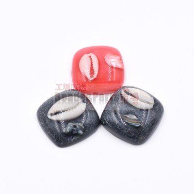 樹脂貼付けパーツ 四角形 シェル封入 30x30mm 【50ヶ(約388g)】