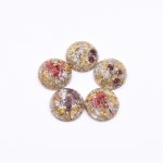 樹脂貼付けパーツ 円形 金銀箔＆ドライフラワー封入18x18mm【50ヶ(約72g)】