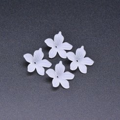 アクリルビーズ フラワー 花型 ホワイト6×20mm 【100ヶ】