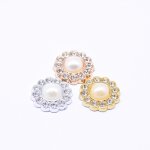 デコパーツ アクリルパーツ 花型 アクリルストーン&パール貼り 6×16mm 【100ヶ】