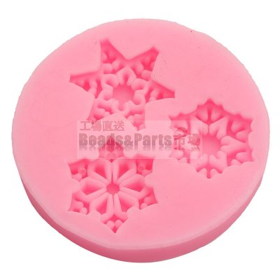 シリコンモールド クリスマス飾り雪の形 ピンク 50x10mm【2ヶ】
