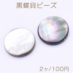 黒蝶貝ビーズ ブラックシェル コイン型 20mm【2ヶ】