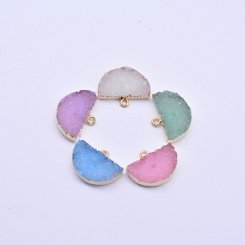 【20ヶ】樹脂チャーム シェルパウダー封入 半円 1カン18×24mm