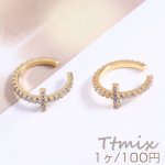 高品質ジルコニアイヤーカフ 十字架 7.5×17mm 片耳用 ゴールド【1ヶ】