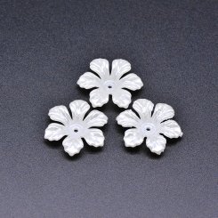 アクリルビーズ フラワー 花型 パールホワイト 6×23mm 【100ヶ】