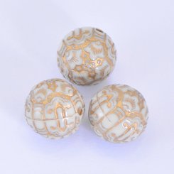 アクリルビーズ アンティーク調 丸玉 14mm ベージュ【500g】