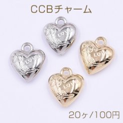 CCBチャーム ハート 18×21mm 花模様【20ヶ】