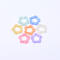 樹脂カボション デコパーツ 花型 貼付けパーツ つぶつぶ26×26mm【20ヶ(約29g】