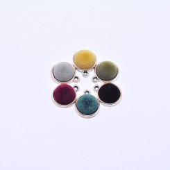 アクリルチャーム フロッキービーズ付き 丸型 15×17mm【50ヶ】