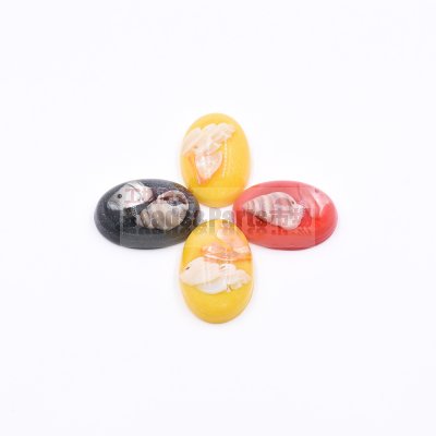 樹脂貼付けパーツ 楕円形 シェル封入 35x24mm【50ヶ(約382g)】