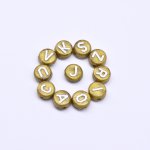 アクリル丸型アルファベットビーズ 銅古美ビーズ ホワイト 4×7mm【約3600-3700ヶ】