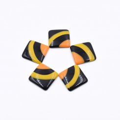 樹脂貼付けパーツ 四角形 23x23mm ブラック/イエロー【50ヶ(約114g)】