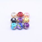 アクリルビーズ 丸型 花模様入 カラーミックス 9×10mm【20ヶ】