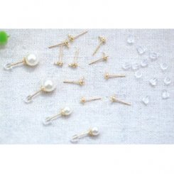 ピアス金具 カン付芯立 4mm ゴールド(10ヶ)