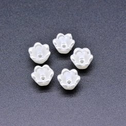 アクリルビーズ フラワー 花型 パールホワイト 7×90mm 【100ヶ】