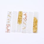 アクリルカボション 長方形 パール＆金箔＆アルファベット封入 13×66mm【20ヶ(約97g)】