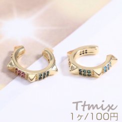 高品質ジルコニアイヤーカフ 星型 2.8×15mm 片耳用 ゴールド【1ヶ】