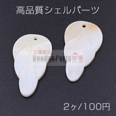 高品質シェルパーツ リーフ 22×39mm 1穴 天然素材 ホワイト【2ヶ】