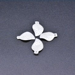 アクリルチャーム 葉形 パールホワイト 12×20mm 【100ヶ】