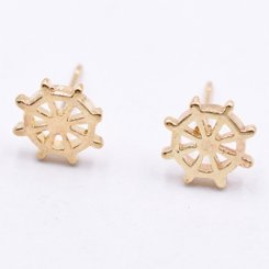 ピアス金具 船の舵 10×10mm ゴールド【4ヶ】