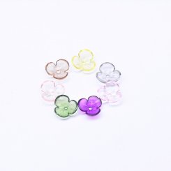 ガラスチャーム 3弁花 穴あり 半クリア3×9mm【100g（約1000ヶ）】