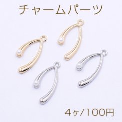 チャームパーツ 不規則 パール付き 14×29mm【4ヶ】