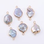 両カン淡水パールチャーム 不規則 ゴールド/パープル【10ヶ】