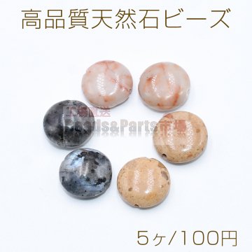 高品質天然石 ビーズ コイン型 14mm【5ヶ】