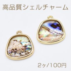 高品質シェルチャーム アバロンシェル 台形 1カン ゴールド【2ヶ】