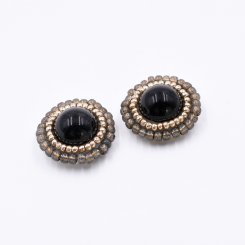 貼付けパーツ 円形 パール付き 22mm ゴールド/ブラウン【10ヶ(約16g】
