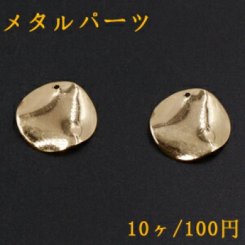 メタルパーツ プレート ウェーブラウンド 1穴 20mm ゴールド【10ヶ】