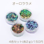 オーロララメ ケース付き ネイルパーツ レジン封入パーツ 六角形D 4色セット(各2ｇ)