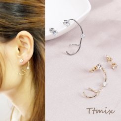 デザインピアス ジルコニアピアス 耳の模様ピアス 18×33mm（1ペア）