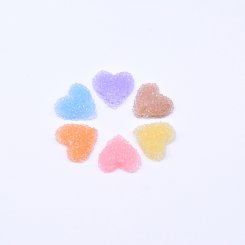 樹脂カボション デコパーツ ハート 貼付けパーツ つぶつぶ19×20mm【20ヶ(約28g】