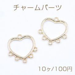 チャームパーツ ハート 6カン 14×15mm ゴールド【10ヶ】