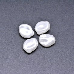 ABS製 パールビーズ 不規則 パールホワイト 12×14mm 【100ヶ】