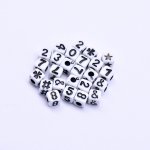 アクリルビーズ 正方形 数字付き ブラック 5×5mm【約4900-5000ヶ】