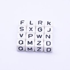 アクリルビーズ 正方形 アルファベットビーズ ブラック10×10mm【約550ヶ】