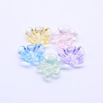 アクリルビーズ アクリルパーツ 5弁花 穴あり 22×24mm 全5色 クリア【100ヶ】