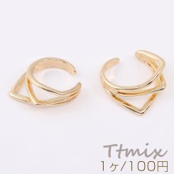 高品質イヤーカフ 17×19mm 3連 スリット入 片耳用 ゴールド（1ヶ）