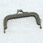 メタルがま口パーツ 花柄ビーズヘッドレクタングルメッシュ 真鍮古美 7.5cm