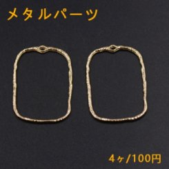 メタルパーツ スクラブ 長方形フレーム 1カン 32×45mm ゴールド【4ヶ】