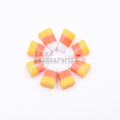 樹脂ビーズ 三角形 15x10mm ホワイト+オレンジ+イエロー【50ヶ(約38.5g)】