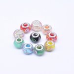 ロンデルアクリルビーズ 丸型 MIX 花模様入り 10×13mm【20ヶ】