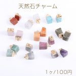 天然石チャーム 台形型 カン付き 10×20mm ゴールド（1ヶ）