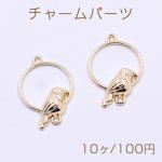 チャームパーツ サークル 鳥付き 2カン 18×26mm ゴールド【10ヶ】